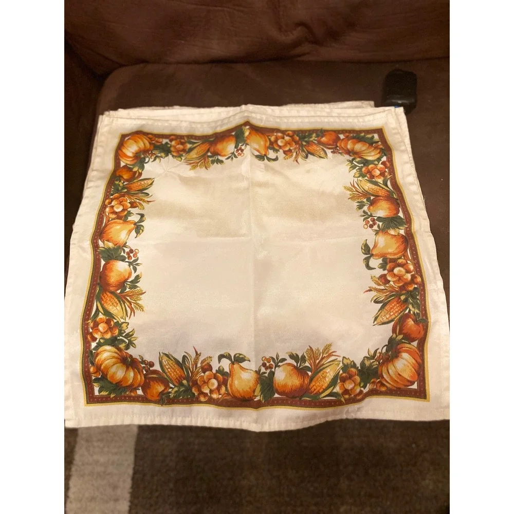 Fall‎ Harvest Pumpkin Corn Fruit Cream Tablecloth Thanksgiving Holiday Decor